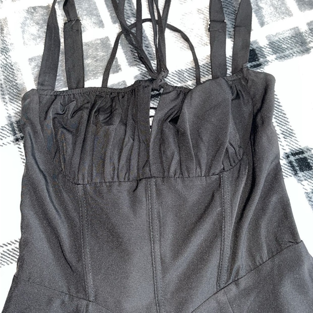 Black Dress with Ruched Bodice